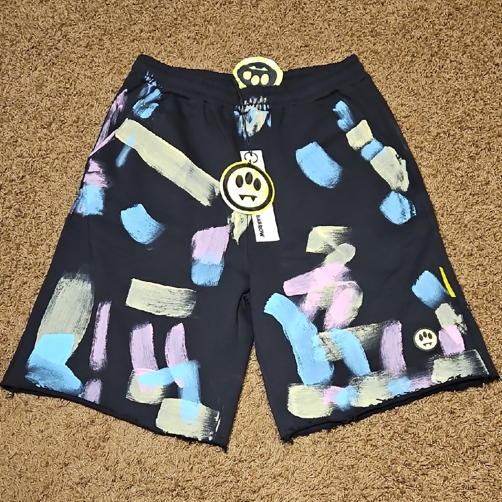 Barrow | Black Multicolor Patterned Men's Athletic Shorts | XL